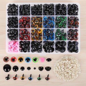 Safety Eyes 796pcs Plastic Safety Eyes and Noses, 6-20mm Black Craft Doll Eyes